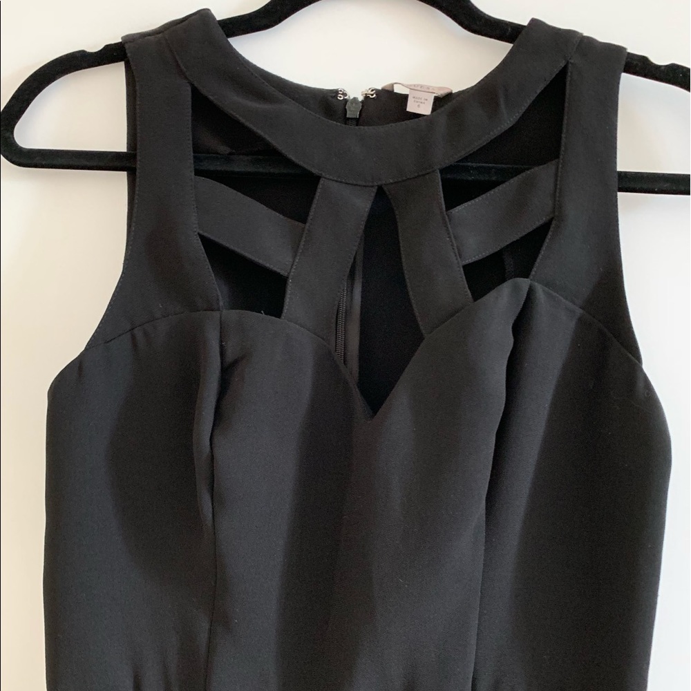 Guess sweetheart cage neck black dress